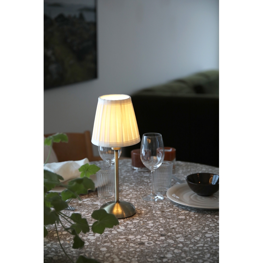 Markslöjd 109126 - LED, dimmbar, wiederaufladbar, Touch-Tischleuchte ANNO 1xE14/2W/2000 mAh weiß/messing