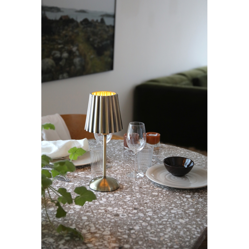 Markslöjd 109127 - LED-dimmbare, wiederaufladbare Touch-Tischlampe CELIA 1xE14/2W/2000 mAh Messing