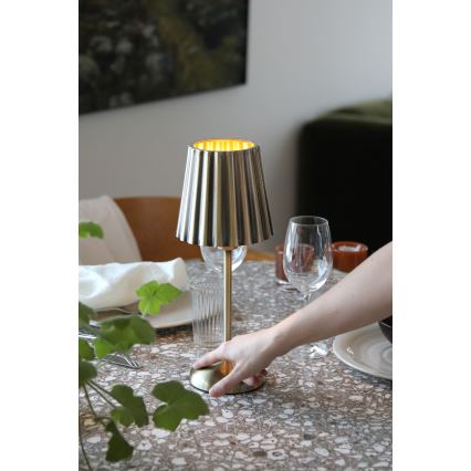 Markslöjd 109127 - LED-dimmbare, wiederaufladbare Touch-Tischlampe CELIA 1xE14/2W/2000 mAh Messing