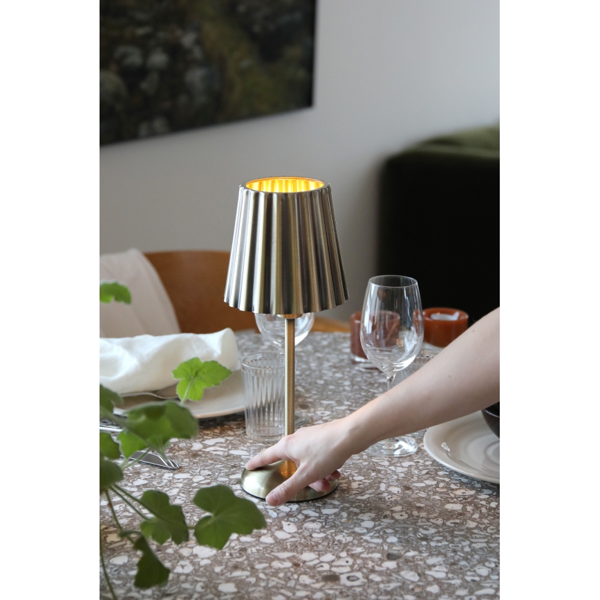 Markslöjd 109127 - LED-dimmbare, wiederaufladbare Touch-Tischlampe CELIA 1xE14/2W/2000 mAh Messing