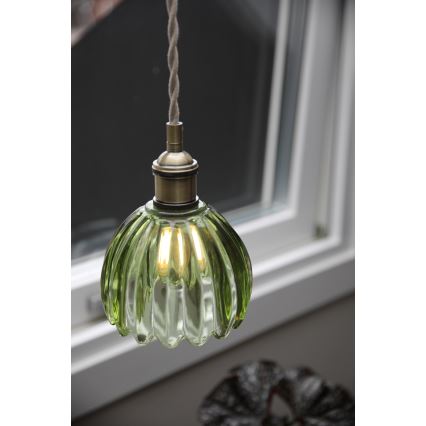 Markslöjd 109138 - Pendelleuchte GOTA an Kabel, 1xE14/40W/230V, Ø 13 cm, rauchgrün/messing