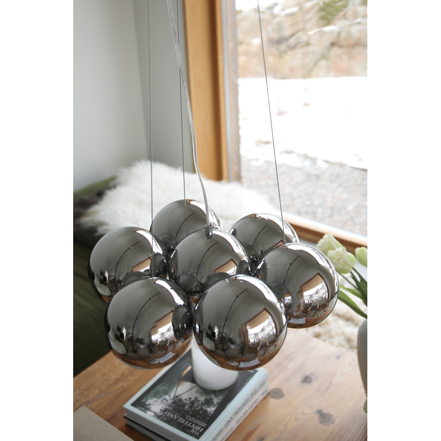 Markslöjd 109167 - Pendelleuchte CUPOLO an Stahlseil, 7xE14/40W/230V, glänzender Chrom