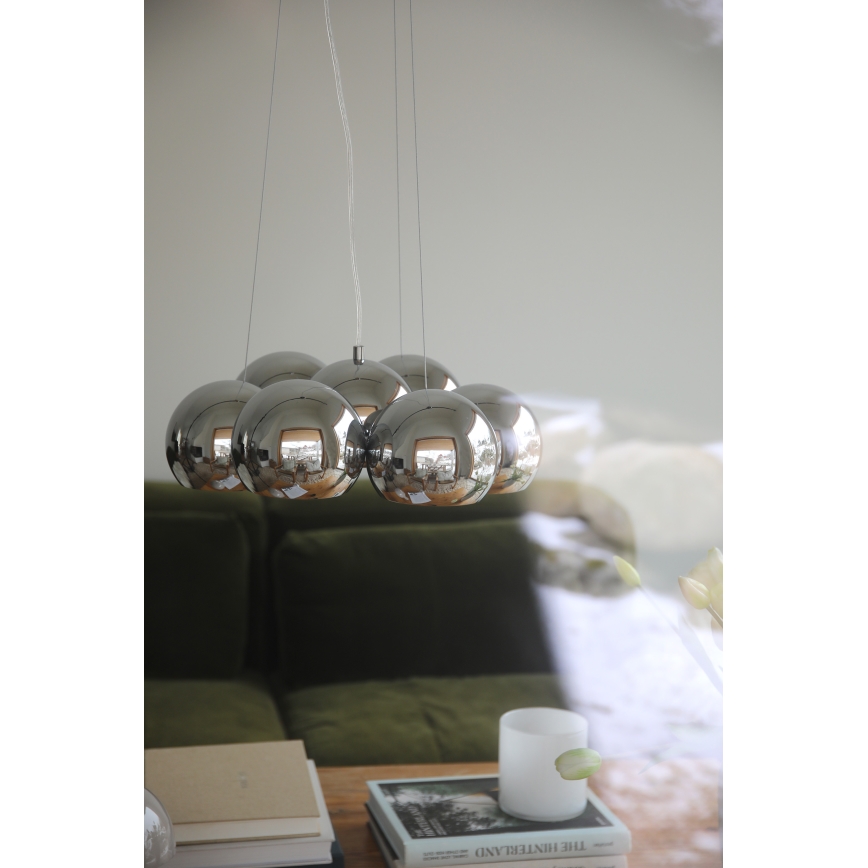 Markslöjd 109167 - Pendelleuchte mit Kabelaufhängung CUPOLO 7xE14/40W/230V Durchmesser 45 cm glänzender Chrom
