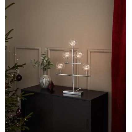 Markslöjd 704820 - Weihnachtskerzenleuchter MAESTRO 5xE5/0,8W/230/12V glänzendes Chrom