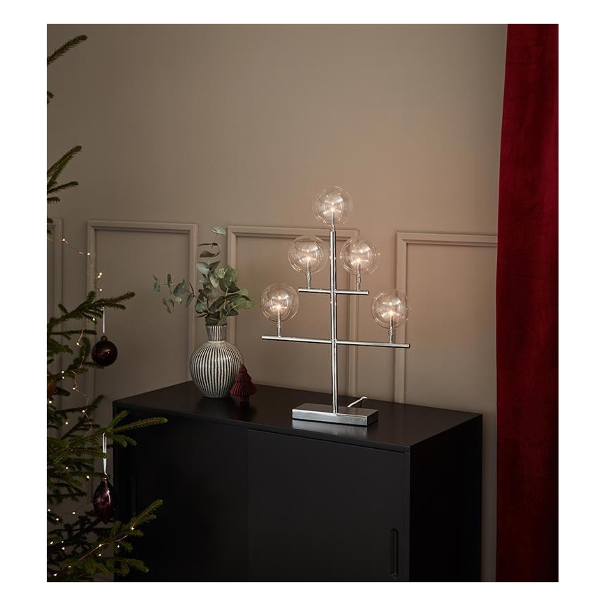 Markslöjd 704820 - Weihnachtskerzenleuchter MAESTRO 5xE5/0,8W/230/12V glänzendes Chrom