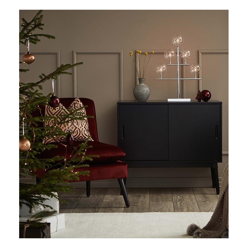 Markslöjd 704820 - Weihnachtskerzenleuchter MAESTRO 5xE5/0,8W/230/12V glänzendes Chrom