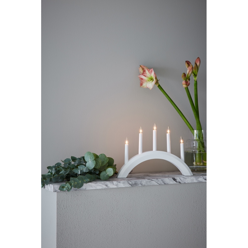 Markslöjd 705952 - Weihnachtskerzenleuchter AVENTO 5xE10/3W/230V weiß