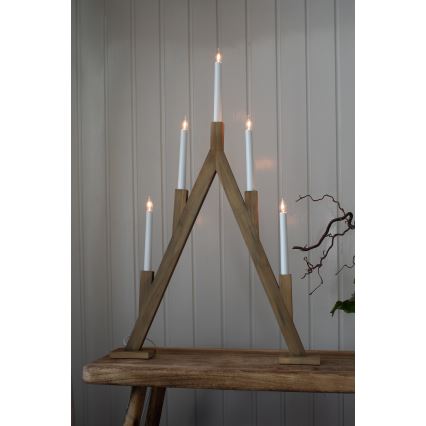 Markslöjd 706161 - Weihnachtskerzenleuchter BJURFORS 5xE10/3W/230V braun