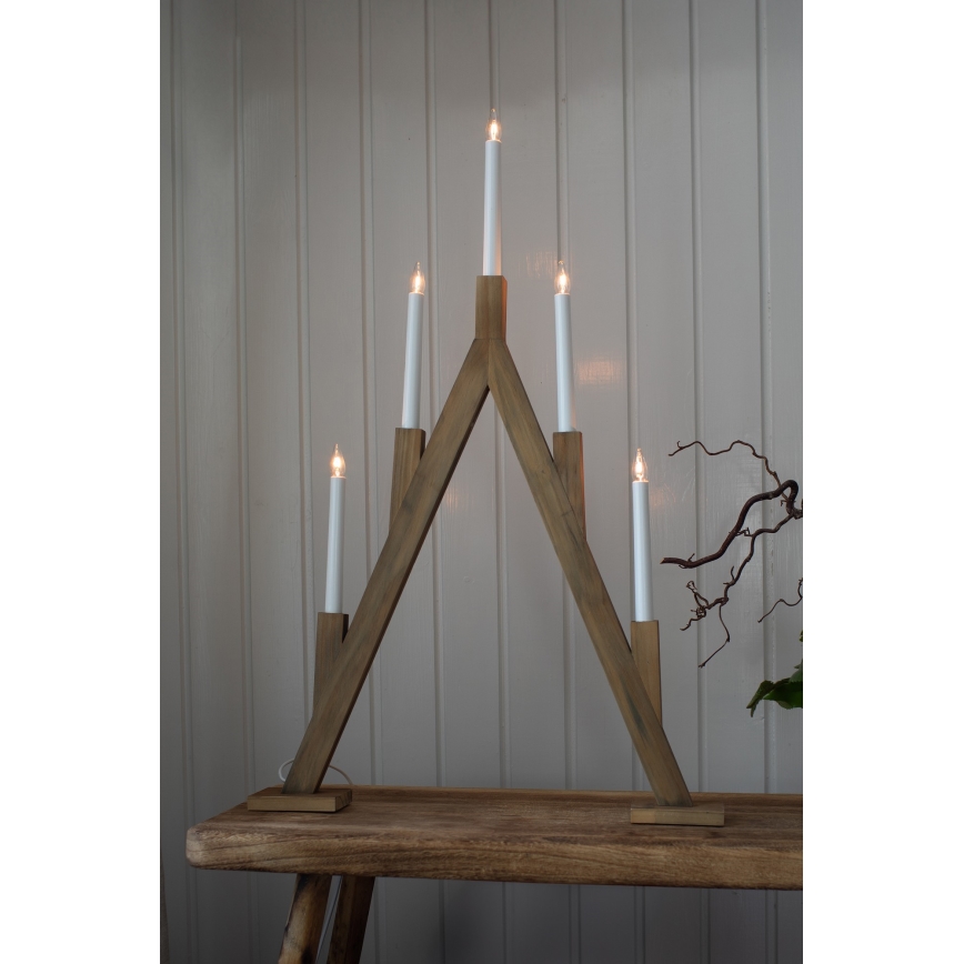 Markslöjd 706161 - Weihnachtskerzenleuchter BJURFORS 5xE10/3W/230V braun