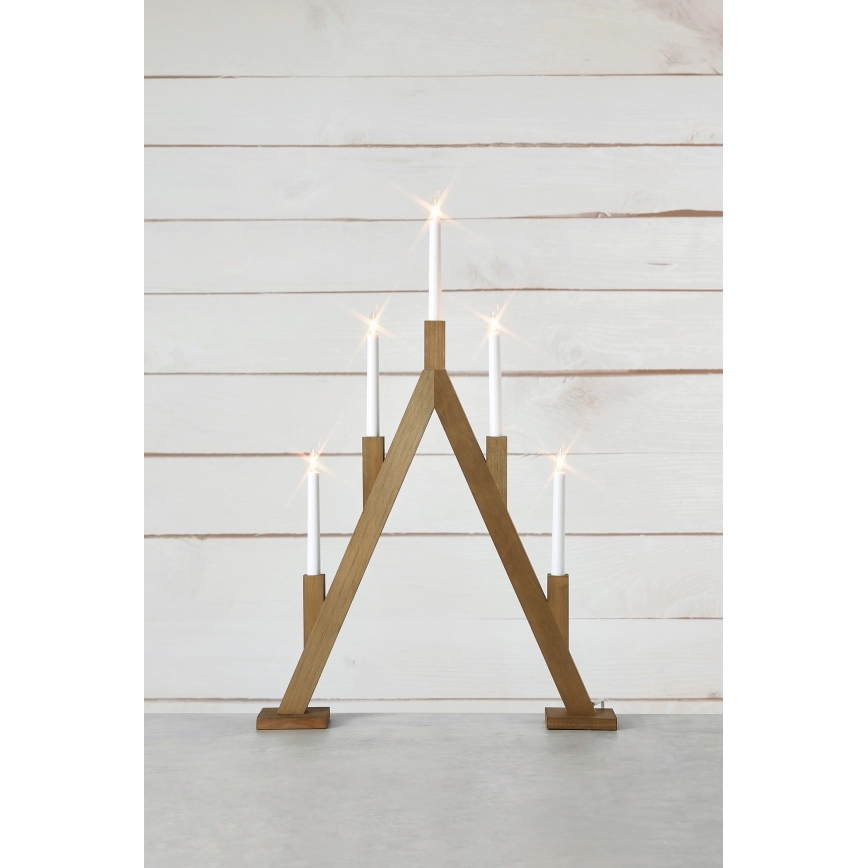 Markslöjd 706161 - Weihnachtskerzenleuchter BJURFORS 5xE10/3W/230V braun