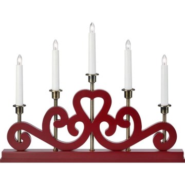 Markslöjd 706211 - Weihnachtsleuchter ENEBY 5xE10/3W/230V rot/messing