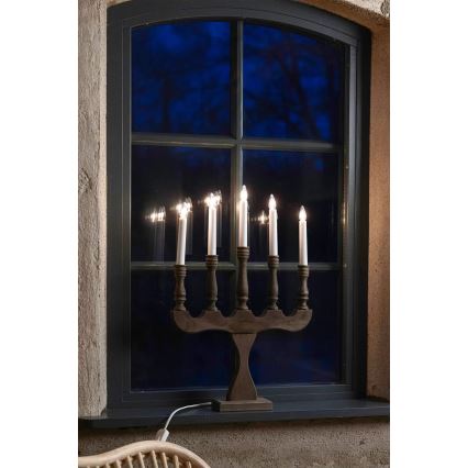 Markslöjd 706280 - Weihnachtsleuchter SVANEHOLM 5xE10/3W/230V Kiefer/braun