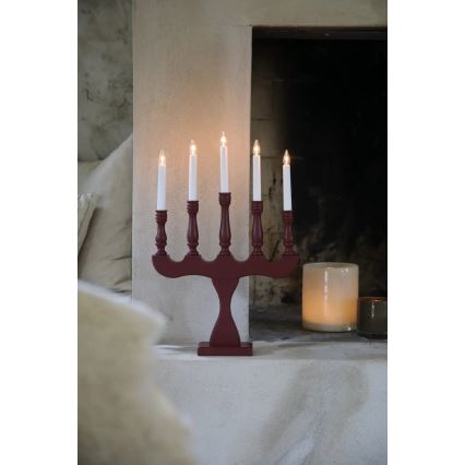 Markslöjd 706373 - Weihnachtsleuchter SVANEHOLM 5xE10/3W/230V Kiefer/Rot
