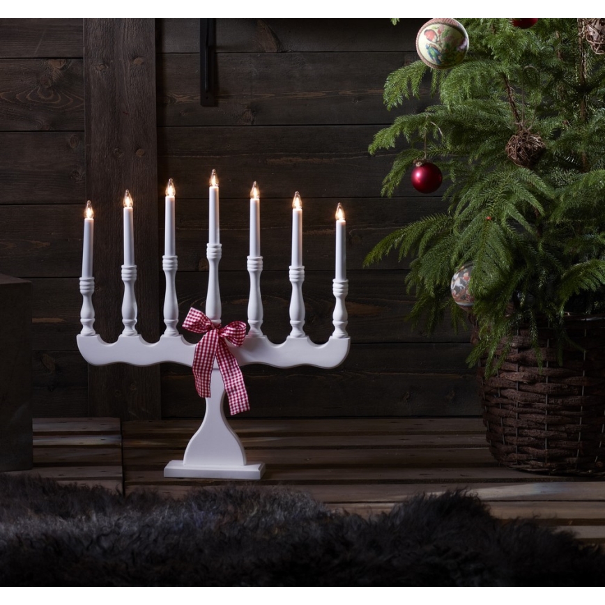 Markslöjd 8004 - Weihnachtskerzenhalter SVANEHOLM 7xE10/3W/230V rot
