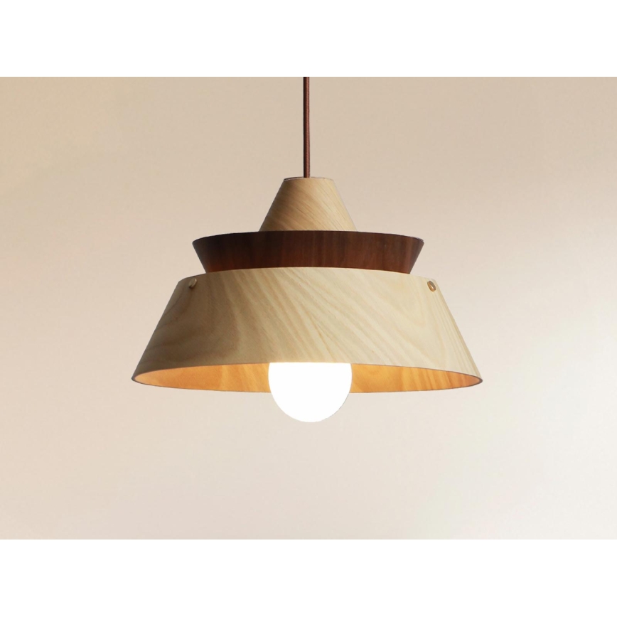 Massive Pendelleuchte aus Holz an Kabel 1xE27/60W/230V Ø 33 cm massiv/Eiche/Nussbaum/Gummibaum