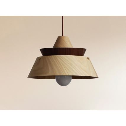 Massive Pendelleuchte aus Holz an Kabel 1xE27/60W/230V Ø 33 cm massiv/Eiche/Nussbaum/Gummibaum