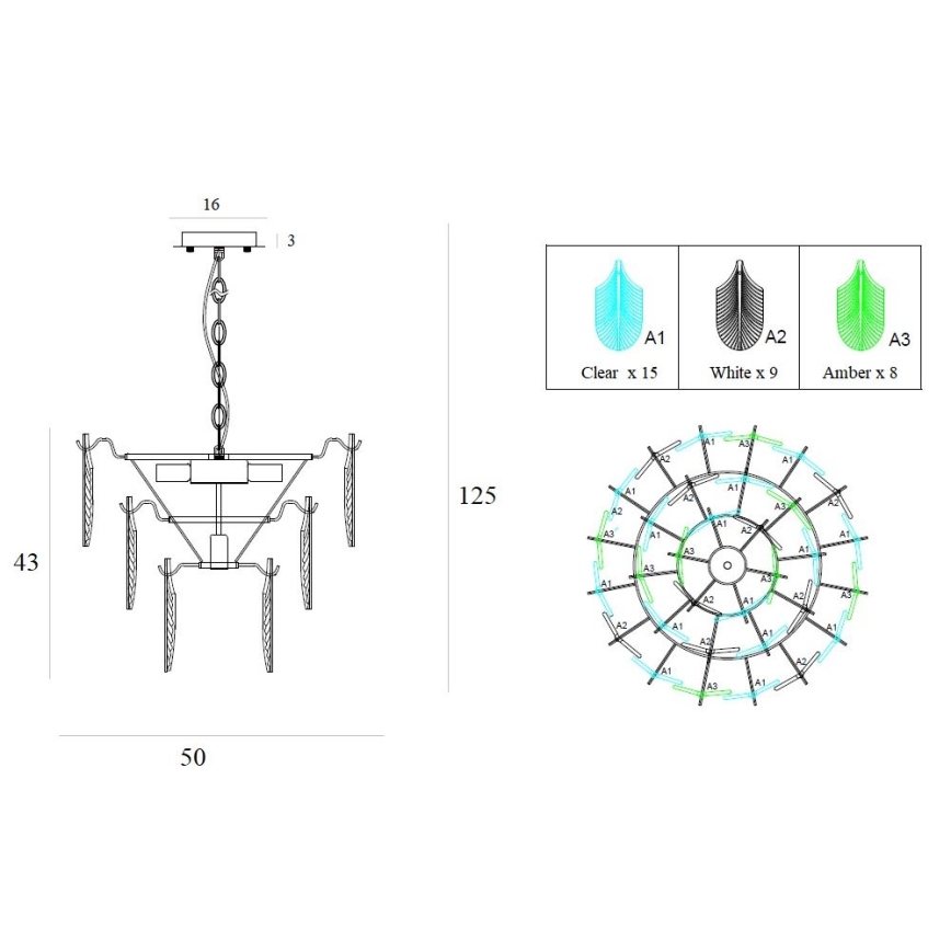 MAXLIGHT P0417 - Kronleuchter an Kette ARWENA 7xE14/40W/230V d 50 cm golden