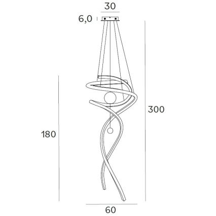 MAXLIGHT P0427D - Dimmbare LED-Hängeleuchte RITZ LED/100W/230V d 60 cm CRI 90 golden