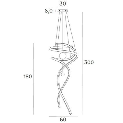 MAXLIGHT P0482D - Dimmbare LED-Hängeleuchte RITZ LED/100W/230V d 60 cm CRI 90 glänzendes Chrom