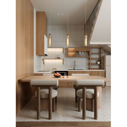 MAXLIGHT P0510 - Hängeleuchte CAMPANILA 1xE27/40W/230V d 10 cm Messing/beige