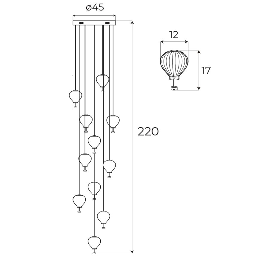 MAXLIGHT P0526D - Dimmbare LED-Hängeleuchte PALLONCINI 11xLED/6W/230V d 45 cm klar/beige/rauchig