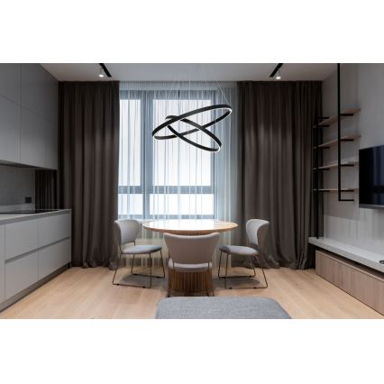 Maytoni MOD058PL-L74B3K - LED-Kronleuchter an Aufhängung RIM LED/88W/230V 3000K d 80 cm schwarz