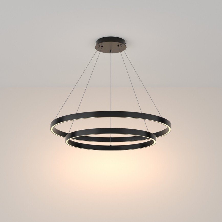 Maytoni MOD058PL-L74B3K - LED-Kronleuchter an Aufhängung RIM LED/88W/230V 3000K d 80 cm schwarz