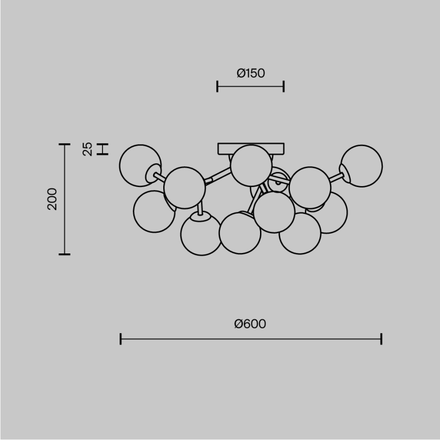 Maytoni MOD545CL-12B - Deckenleuchte DALLAS 12xG9/28W/230V schwarz/rauchfarben