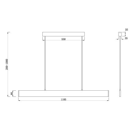 Maytoni P010PL-L30B4K - LED-Hängeleuchte STEP LED/30W/230V 4000K 118,5 cm schwarz