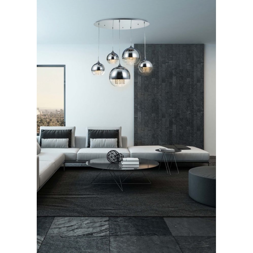Maytoni P140-PL-170-5-N - Hängeleuchte FERMI 5xE27/60W/230V glänzendes Chrom