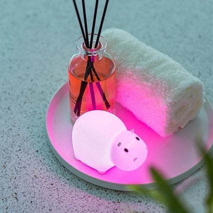 MegaLight - Aufladbare Kinder-Badewannenlampe mit Touch-Funktion (LED RGB) SWIMMY HIPPO LED/5V IP67