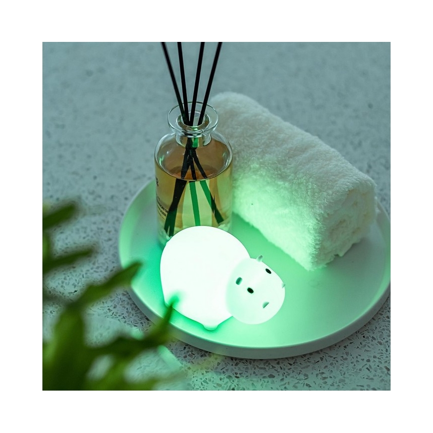 MegaLight - Aufladbare Kinder-Badewannenlampe mit Touch-Funktion (LED RGB) SWIMMY HIPPO LED/5V IP67