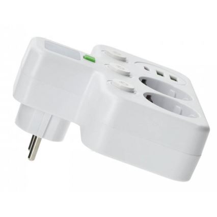 Steckdosenleiste mit Schalter und LED-Beleuchtung LINEA PRO, 2x SCHUKO-Steckdosen + 3x USB (A/C), 4000 K, weiß