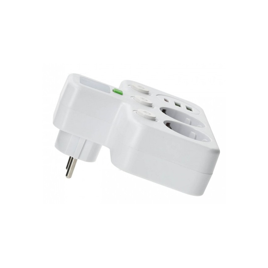 Steckdosenleiste mit Schalter und LED-Beleuchtung LINEA PRO, 2x SCHUKO-Steckdosen + 3x USB (A/C), 4000 K, weiß