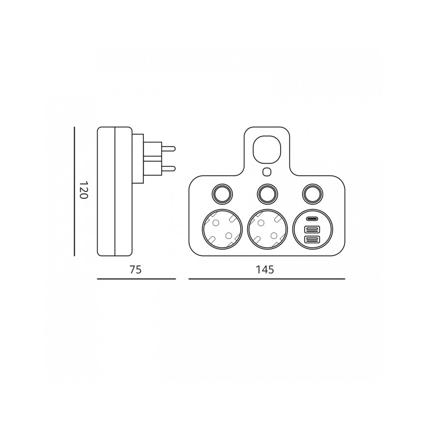 Steckdosenleiste mit Schalter und LED-Beleuchtung LINEA PRO, 2x SCHUKO-Steckdosen + 3x USB (A/C), 4000 K, weiß