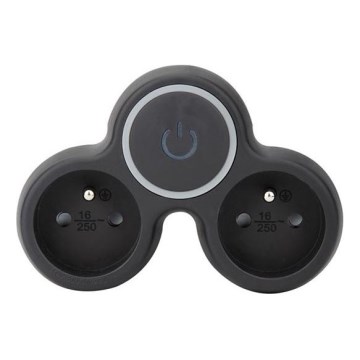 Mehrfachsteckdose mit Schalter, 2 x 10 A, schwarz