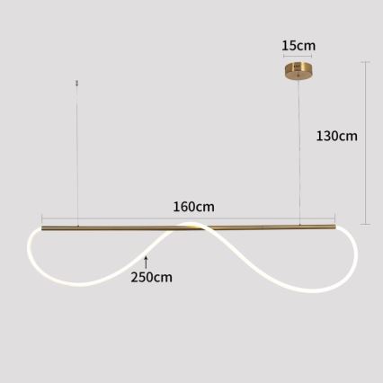 MELECA LED-Pendelleuchte mit Seilaufhängung, 36W/230V, 3000/4000/6000K, 160 cm, goldfarben