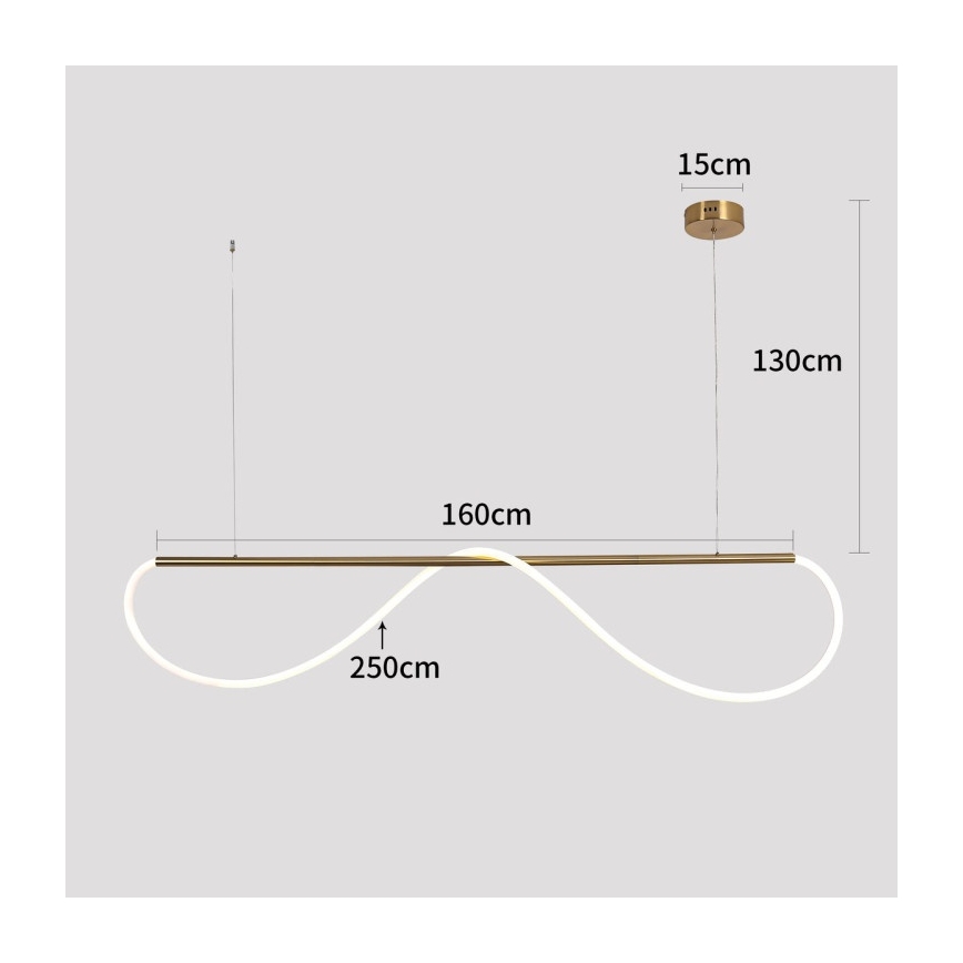 MELECA LED-Pendelleuchte mit Seilaufhängung, 36W/230V, 3000/4000/6000K, 160 cm, goldfarben