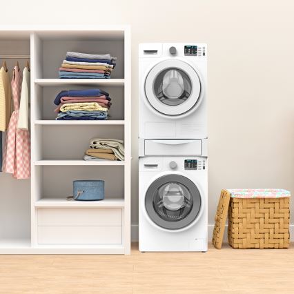 Meliconi 656112 - Zwischenbausatz für Waschmaschine und Trockner mit ausziehbarem Aufbewahrungsfach, 28 l, weiß