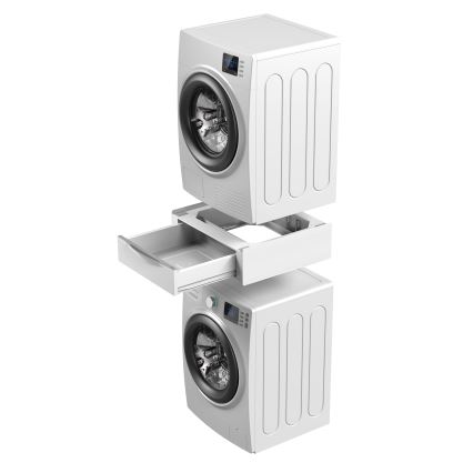 Meliconi 656112 - Zwischenbausatz für Waschmaschine und Trockner mit ausziehbarem Aufbewahrungsfach, 28 l, weiß