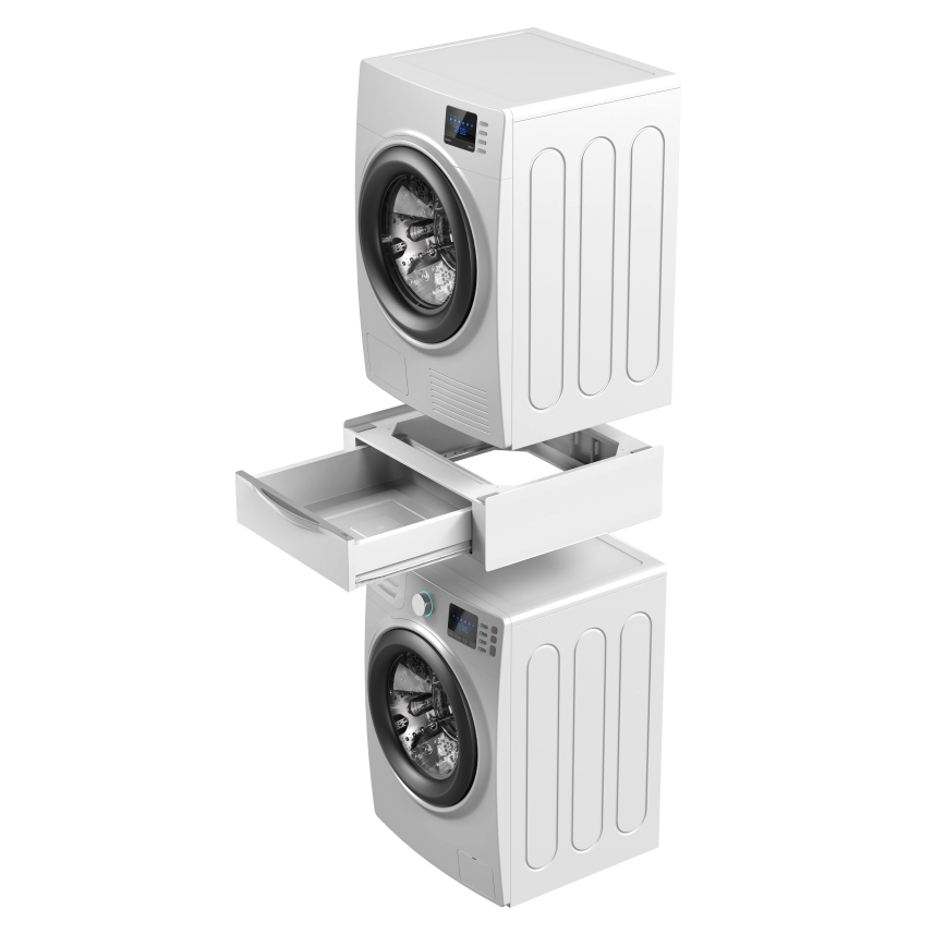 Meliconi 656112 - Zwischenbausatz für Waschmaschine und Trockner mit ausziehbarem Aufbewahrungsfach, 28 l, weiß