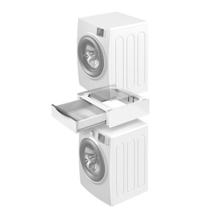 Meliconi 656112 - Zwischenbausatz für Waschmaschine und Trockner mit ausziehbarem Aufbewahrungsfach, 28 l, weiß