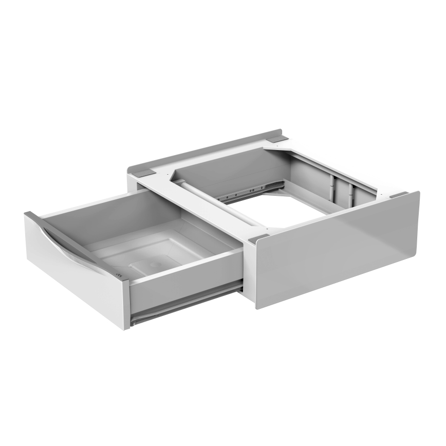 Meliconi 656112 - Zwischenbausatz für Waschmaschine und Trockner mit ausziehbarem Aufbewahrungsfach, 28 l, weiß