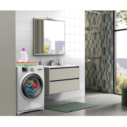 Meliconi 656149 - Antivibrationsunterlage für Waschmaschine mit ausziehbaren Rollen, 47 cm, weiß