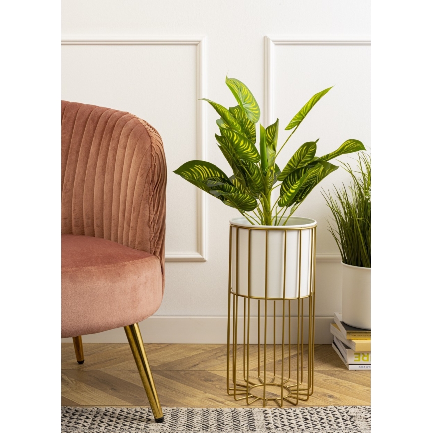 Metall-Blumentopf LOFT 42x20 cm golden/weiß