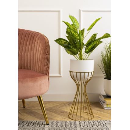 Metall-Blumentopf LOFT 46x20 cm golden/weiß