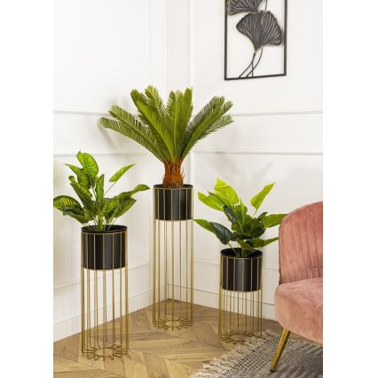 Metall-Blumentopf LOFT 70x20 cm golden/schwarz