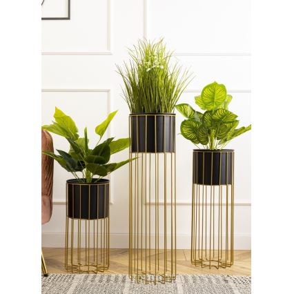 Metall-Blumentopf LOFT 70x20 cm golden/schwarz