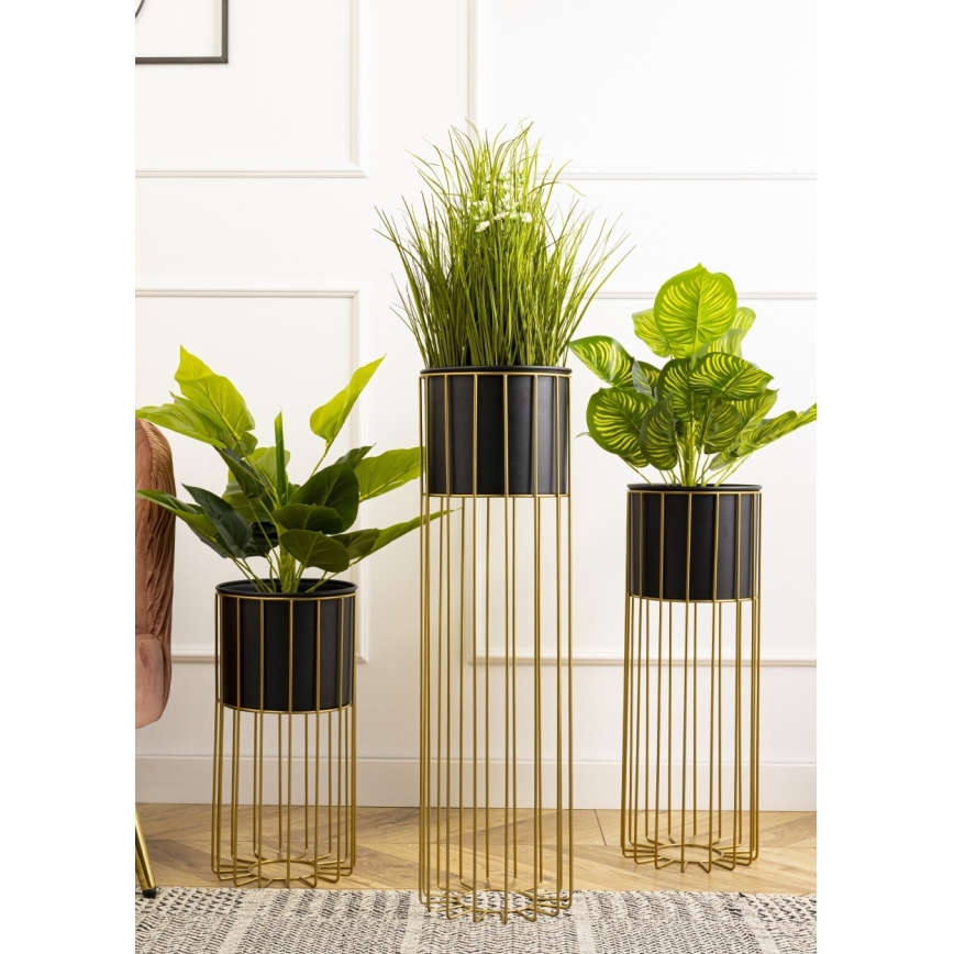 Metall-Blumentopf LOFT 70x20 cm golden/schwarz