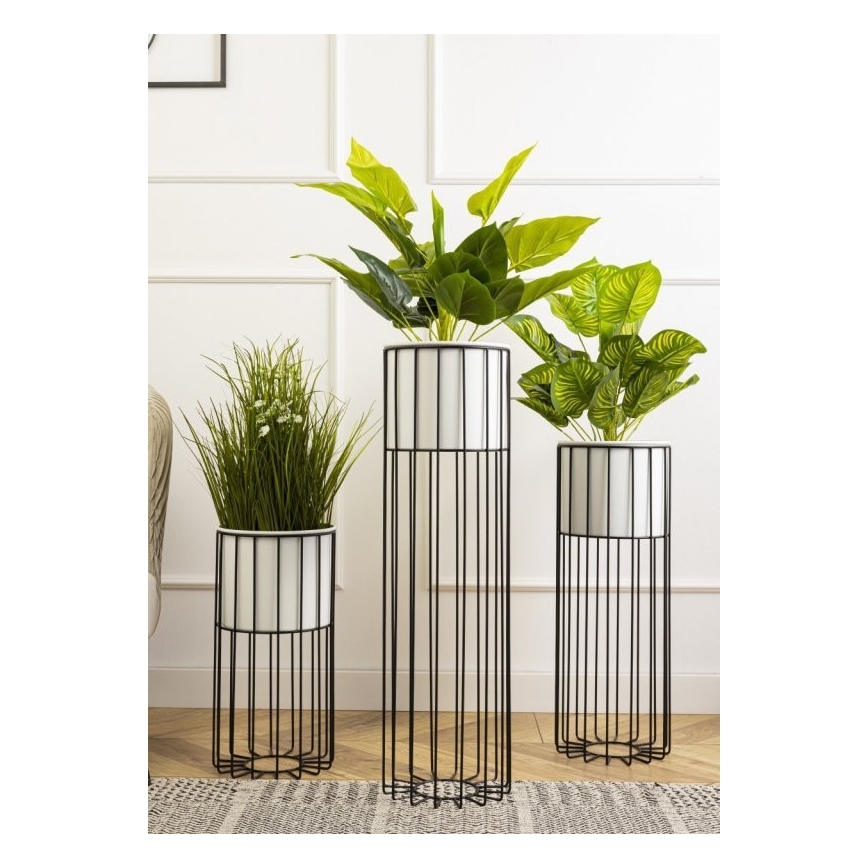 Metall-Blumentopf LOFT 70x20 cm schwarz/weiß